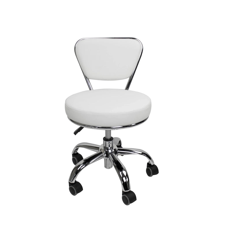 Tabouret court réglable de 13 à 15, avec dossier, blanc - N/A