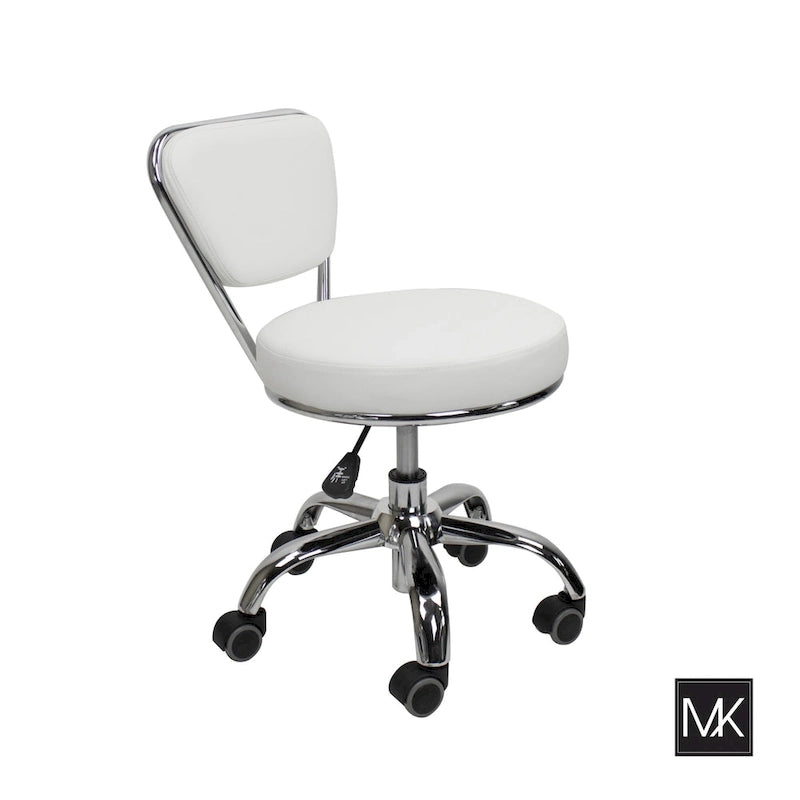Tabouret court réglable de 13 à 15, avec dossier, blanc - N/A