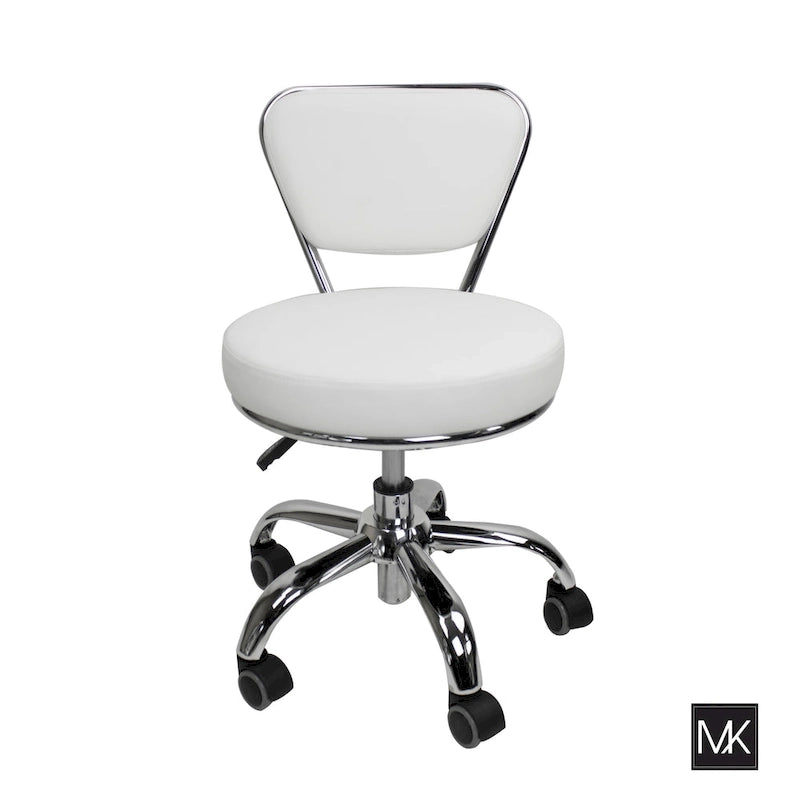 Tabouret court réglable de 13 à 15, avec dossier, blanc - N/A