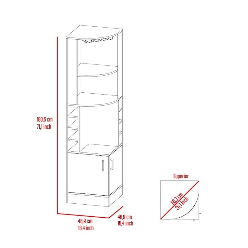 Meuble d'angle bar avec 2 portes et 8 casiers - N/A