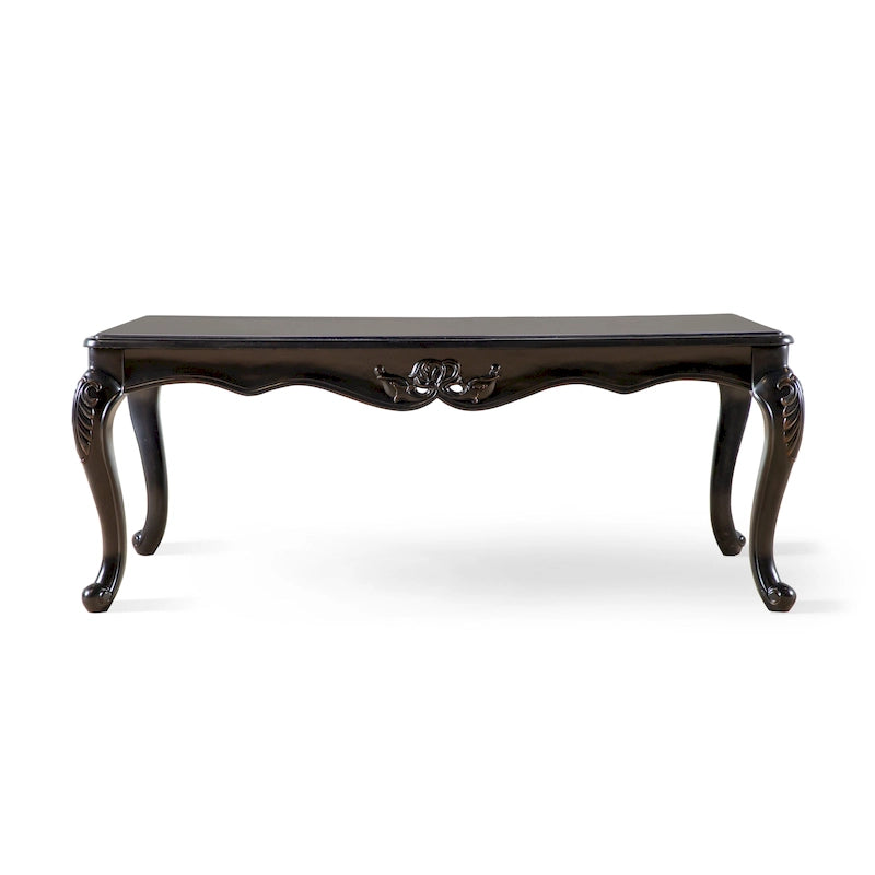 Table basse traditionnelle Clarissa en bois massif avec pieds sculptés