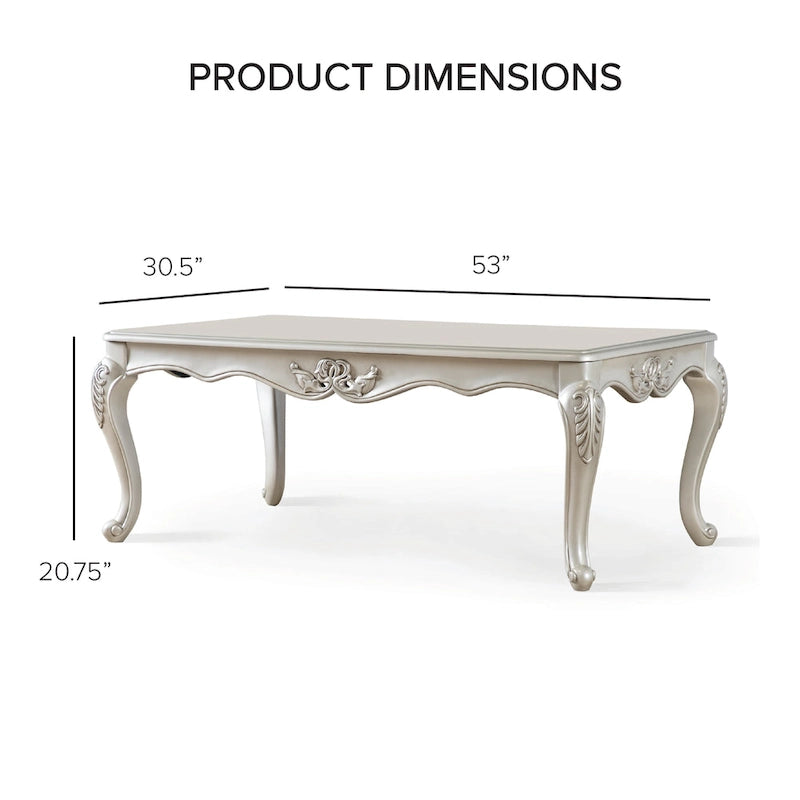 Table basse traditionnelle Clarissa en bois massif avec pieds sculptés