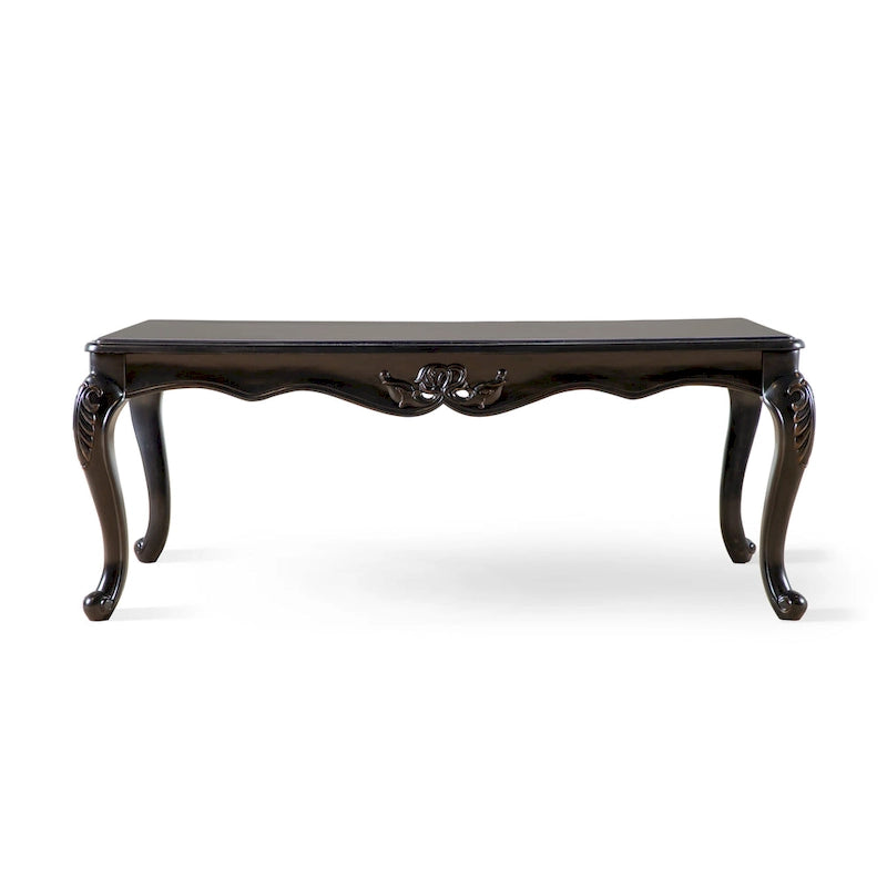 Table basse traditionnelle Clarissa en bois massif avec pieds sculptés