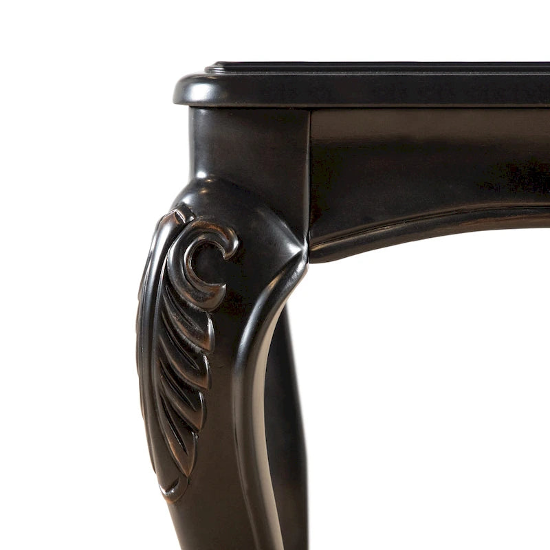 Table basse traditionnelle Clarissa en bois massif avec pieds sculptés