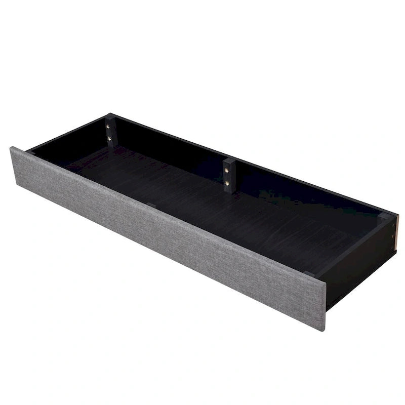Lit de rangement Queen Size, plateforme capitonnée en lin avec 3 tiroirs