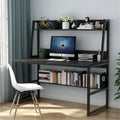 Bureau informatique de 119 cm avec huche et étagère à livres