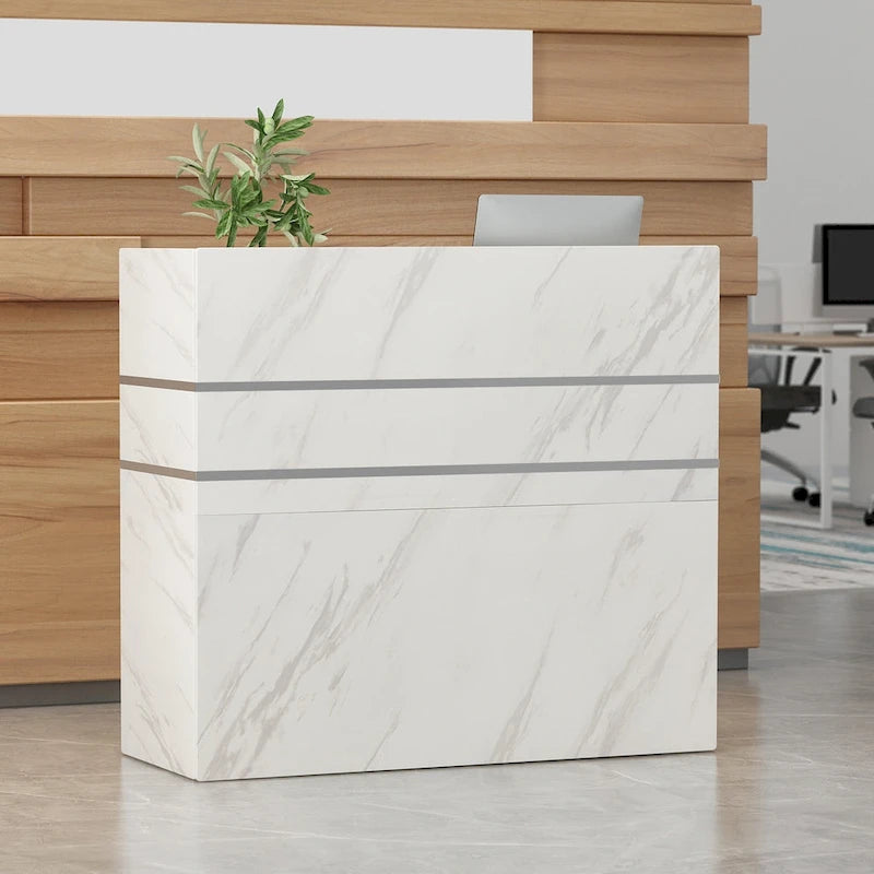 Bureau d'ordinateur de réception en bois massif à 3 tiroirs
