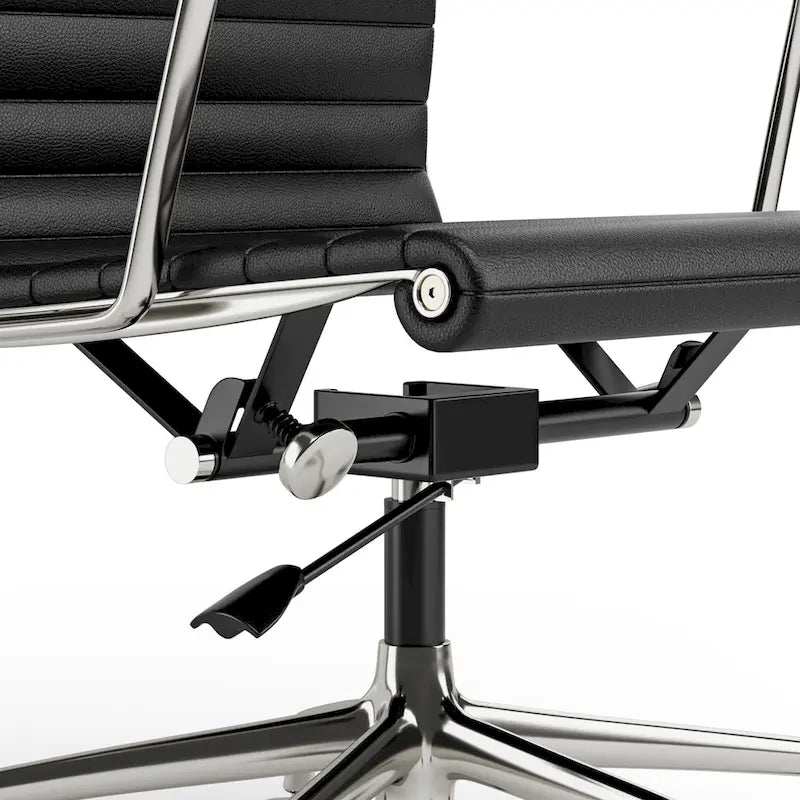 Fauteuil de bureau ergonomique côtelé en cuir véritable avec dossier bas - N/A