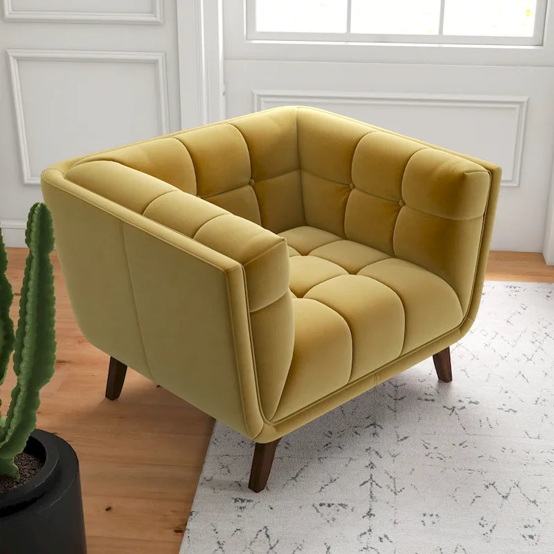 Fauteuil d'appoint capitonné de luxe Kameron Mid Century Modern