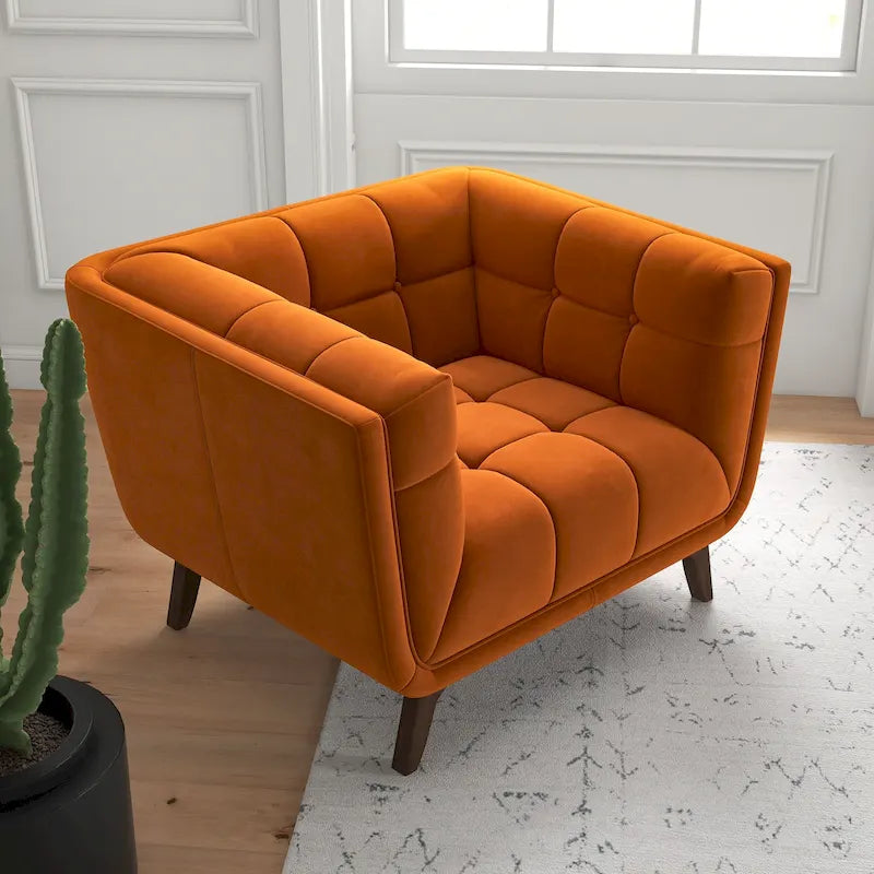 Fauteuil d'appoint capitonné de luxe Kameron Mid Century Modern