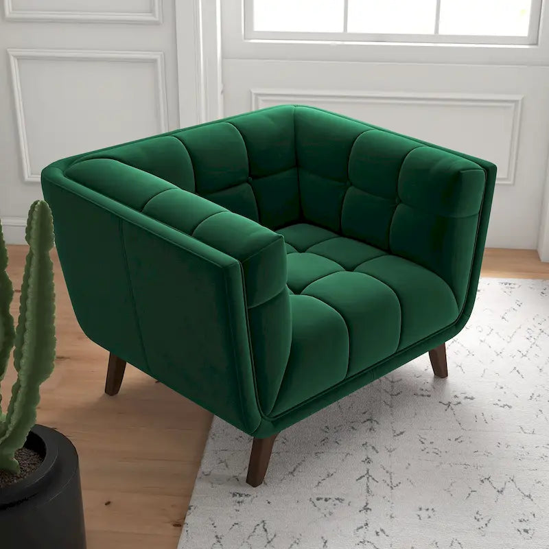 Fauteuil d'appoint capitonné de luxe Kameron Mid Century Modern