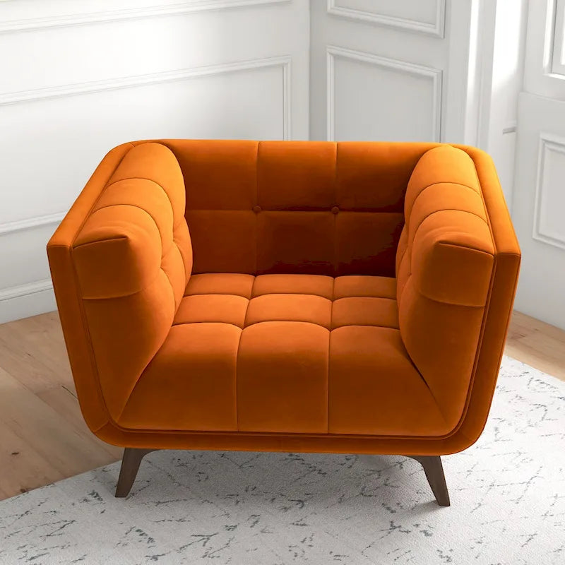 Fauteuil d'appoint capitonné de luxe Kameron Mid Century Modern