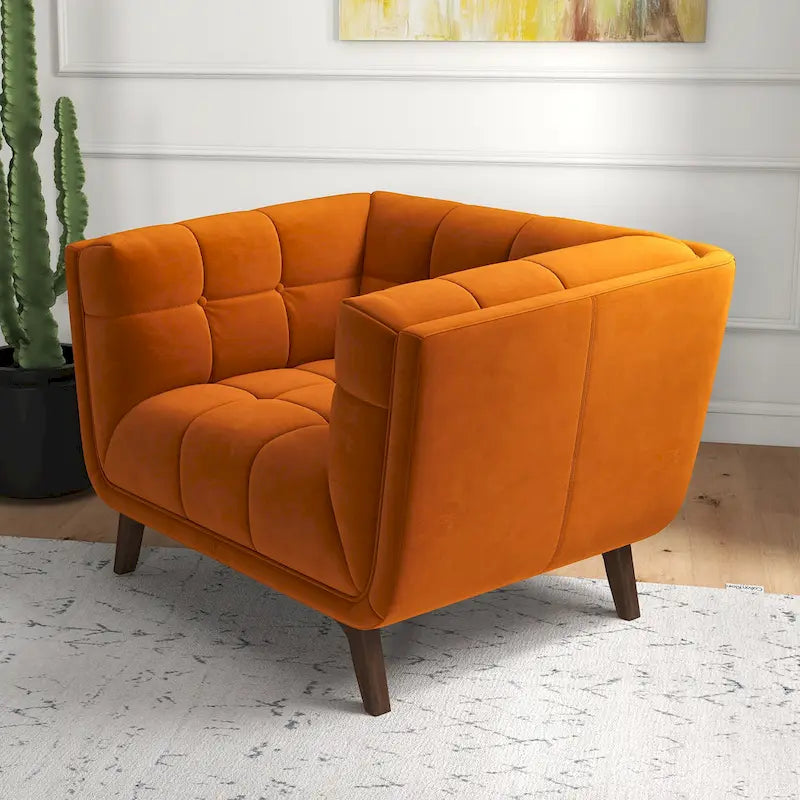 Fauteuil d'appoint capitonné de luxe Kameron Mid Century Modern
