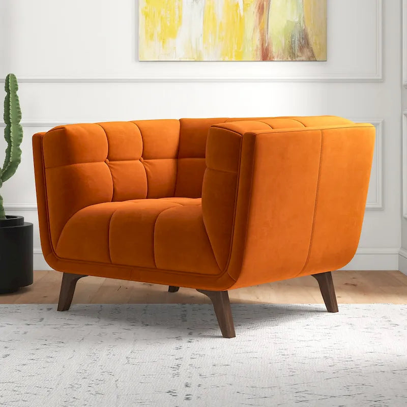 Fauteuil d'appoint capitonné de luxe Kameron Mid Century Modern