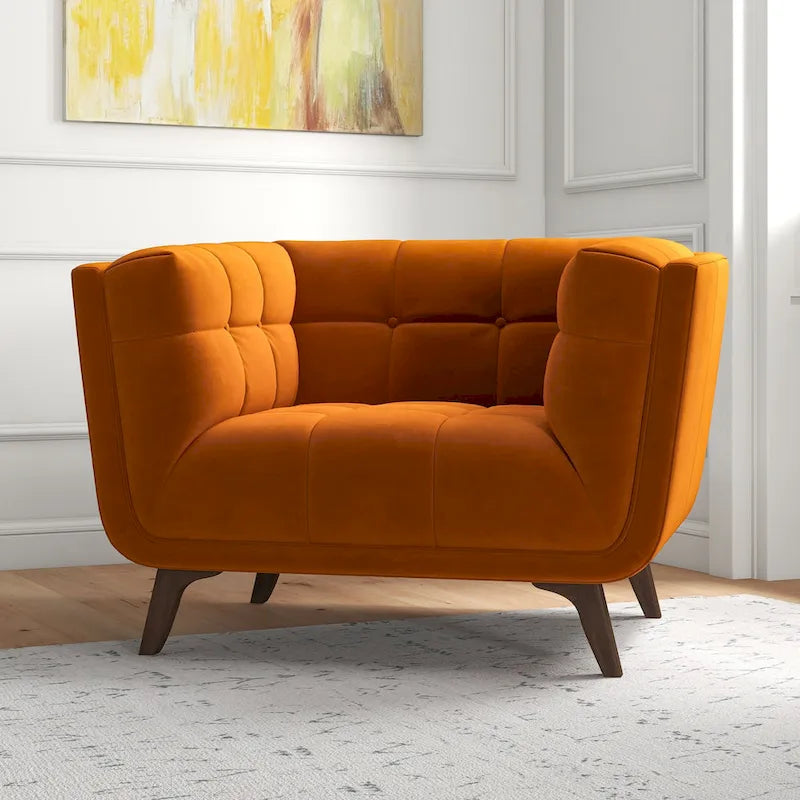 Fauteuil d'appoint capitonné de luxe Kameron Mid Century Modern