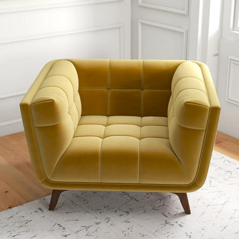 Fauteuil d'appoint capitonné de luxe Kameron Mid Century Modern