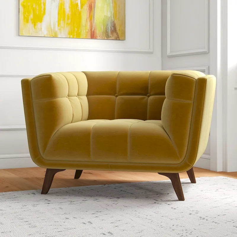 Fauteuil d'appoint capitonné de luxe Kameron Mid Century Modern