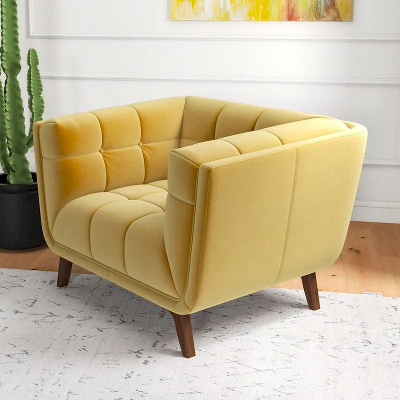 Fauteuil d'appoint capitonné de luxe Kameron Mid Century Modern