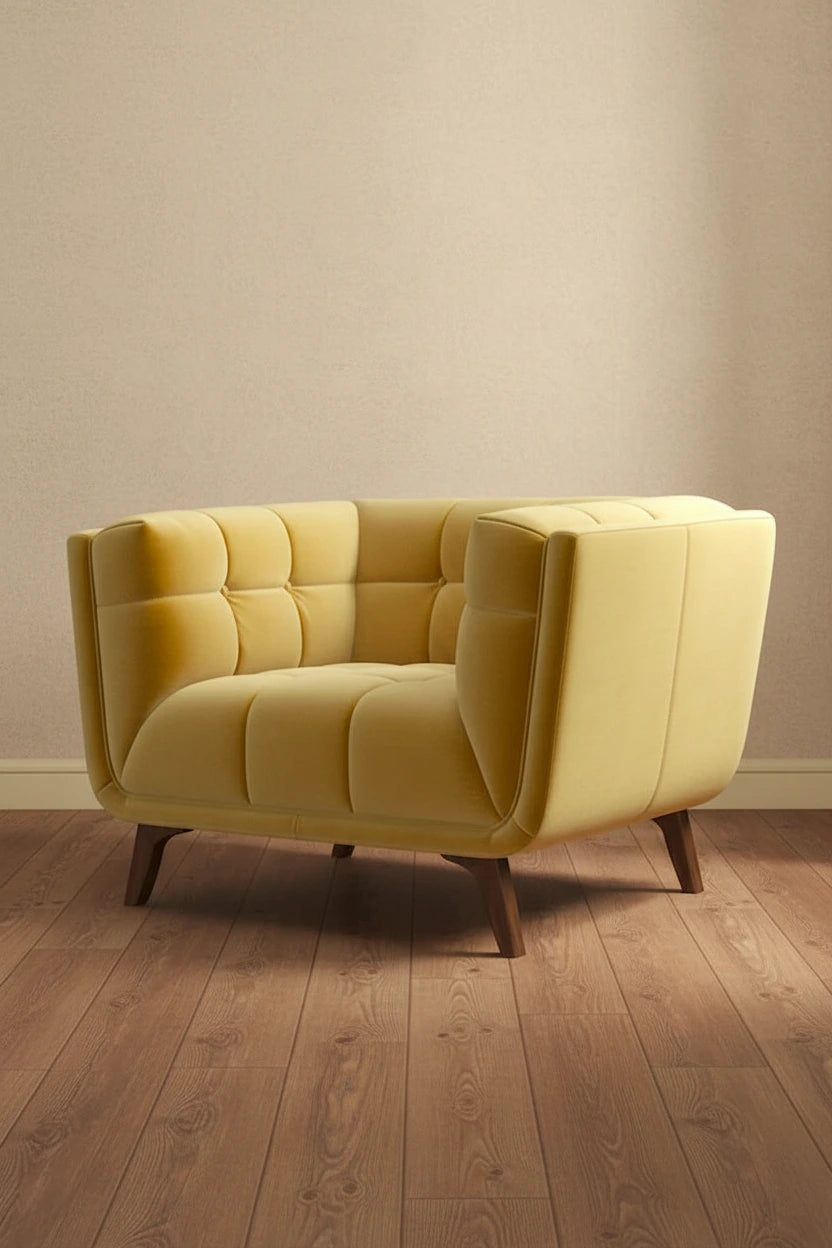 Fauteuil d'appoint capitonné de luxe Kameron Mid Century Modern