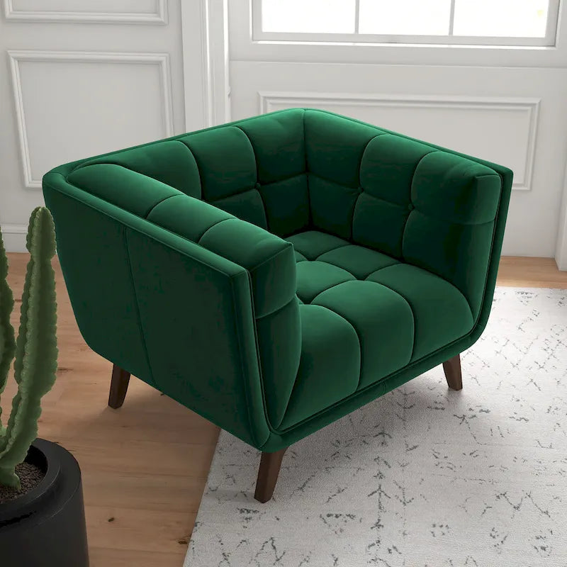 Fauteuil d'appoint capitonné de luxe Kameron Mid Century Modern