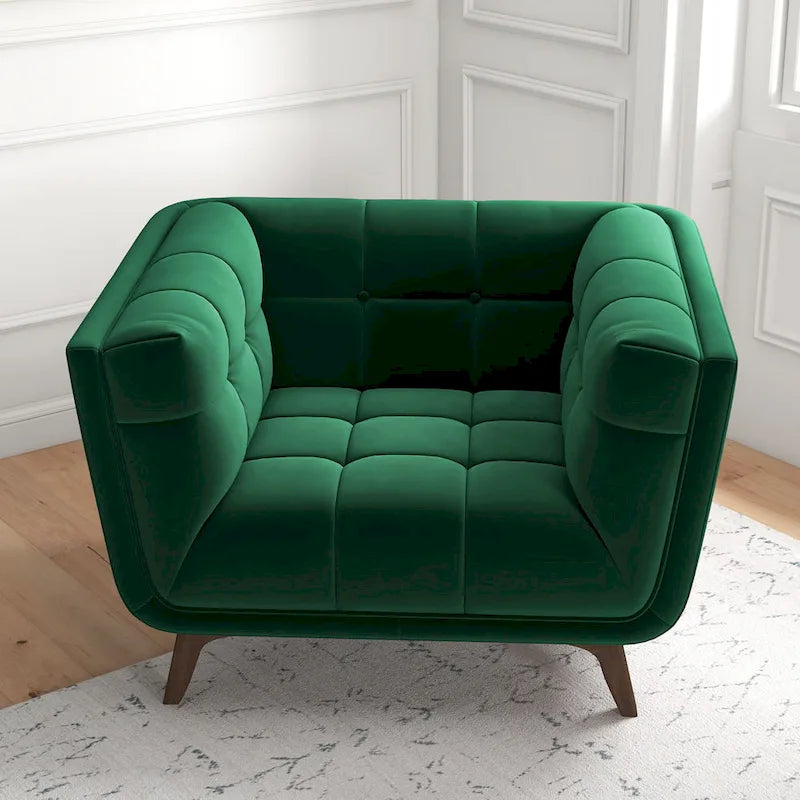 Fauteuil d'appoint capitonné de luxe Kameron Mid Century Modern
