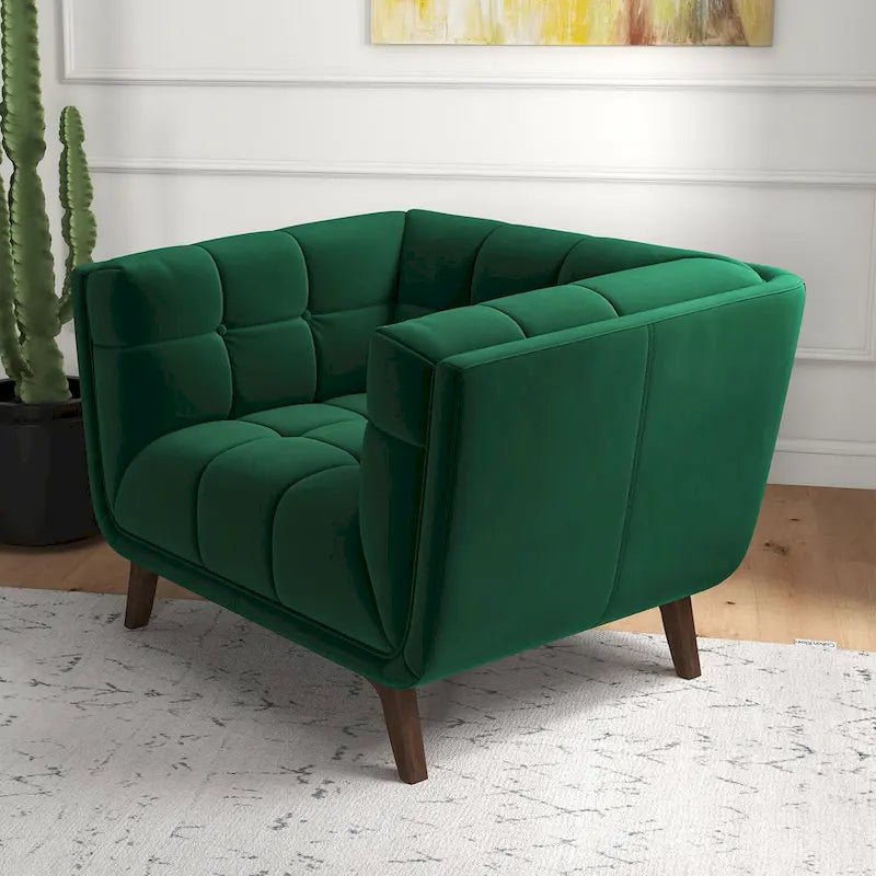 Fauteuil d'appoint capitonné de luxe Kameron Mid Century Modern