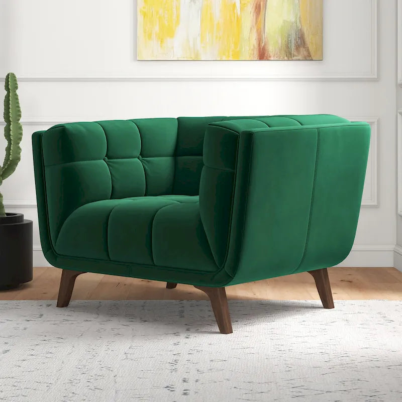 Fauteuil d'appoint capitonné de luxe Kameron Mid Century Modern