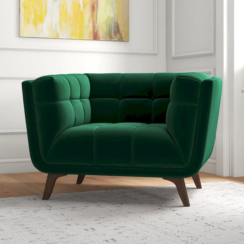 Fauteuil d'appoint capitonné de luxe Kameron Mid Century Modern