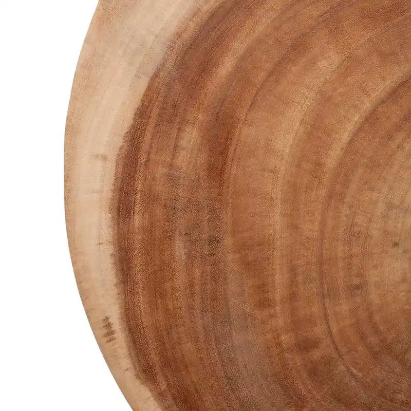 Table d'appoint en rotin avec plateau en bois massif par