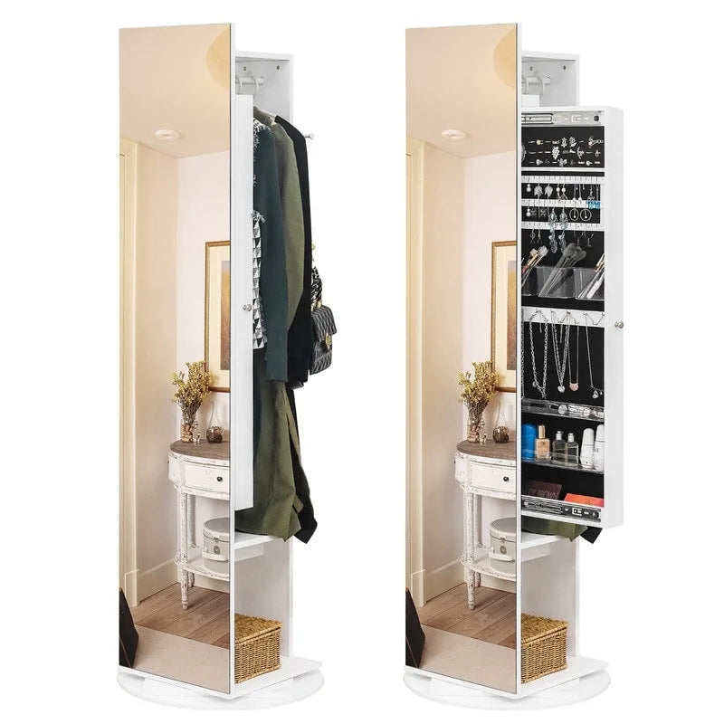 Armoire à bijoux miroir pleine longueur 360 avec portemanteau - S.O.
