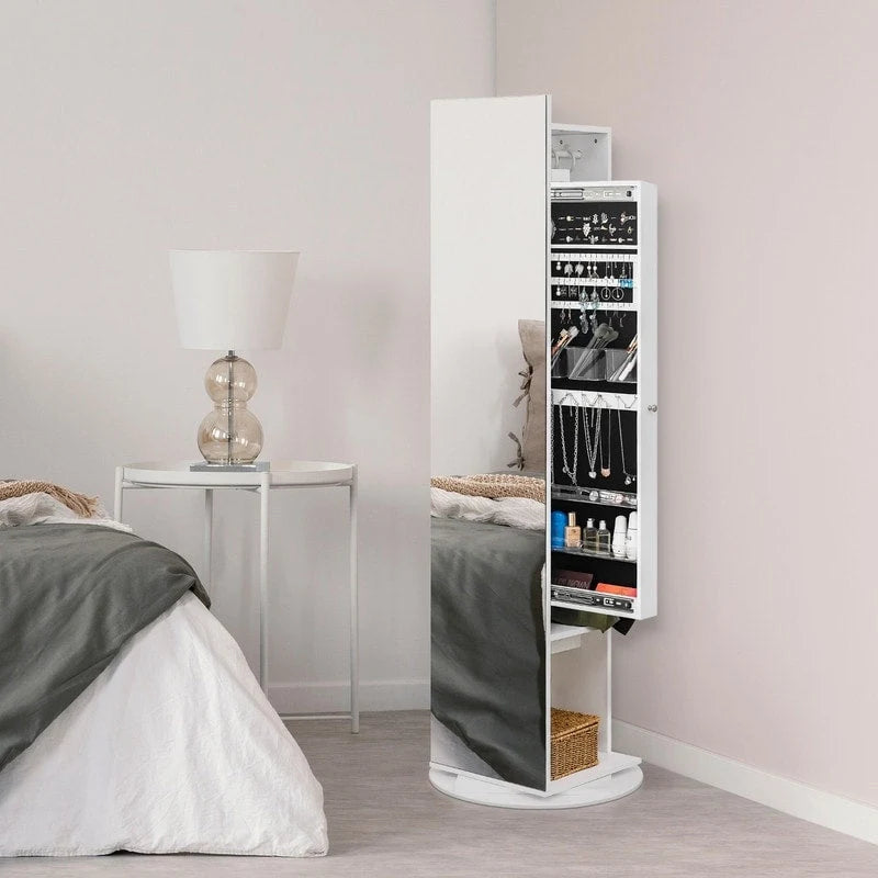 Armoire à bijoux miroir pleine longueur 360 avec portemanteau - S.O.