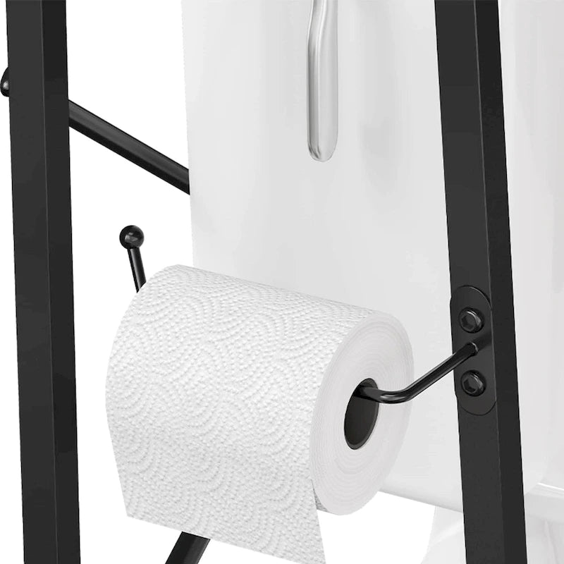 Étagère de rangement de 61 pouces de haut à placer au-dessus des toilettes avec porte coulissante style ferme et base en métal