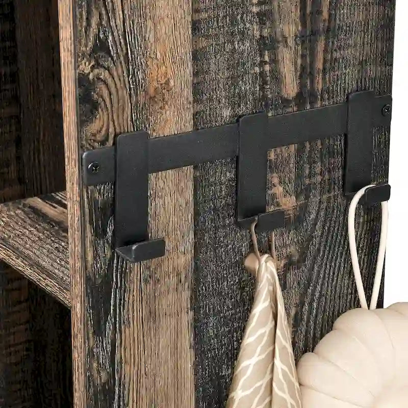 Étagère de rangement de 61 pouces de haut à placer au-dessus des toilettes avec porte coulissante style ferme et base en métal