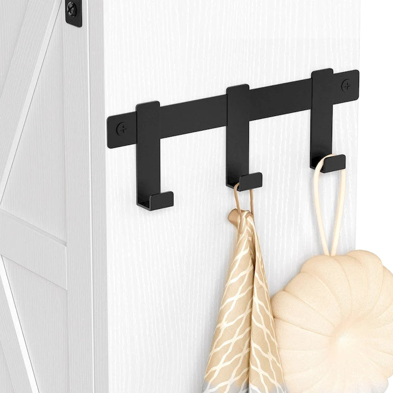 Étagère de rangement de 61 pouces de haut à placer au-dessus des toilettes avec porte coulissante style ferme et base en métal