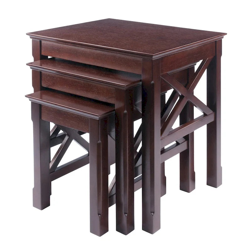 Tables gigognes 3 pièces, Cappuccino - 21.1L x 17.3P x 22.1H.
