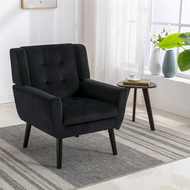 Fauteuil d'appoint ergonomique en velours doux pour le salon