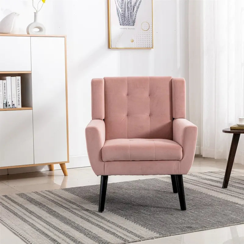 Fauteuil d'appoint ergonomique en velours doux pour le salon