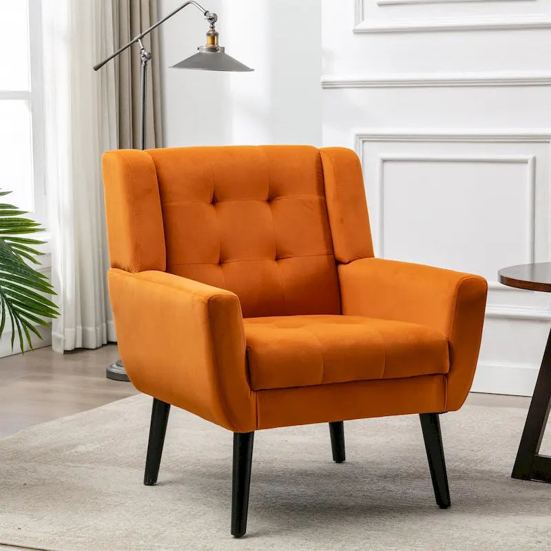 Fauteuil d'appoint ergonomique en velours doux pour le salon