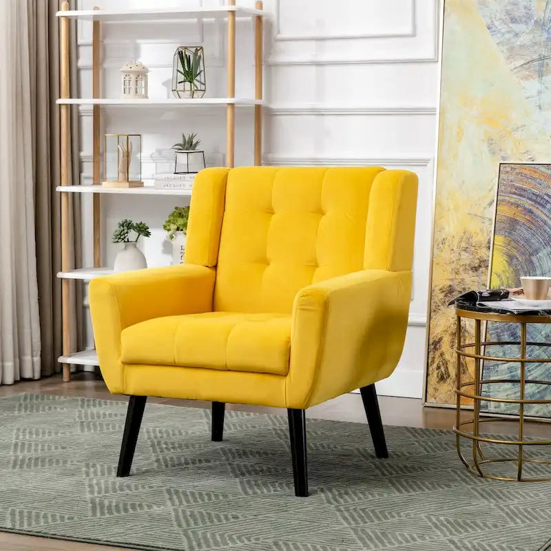 Fauteuil d'appoint ergonomique en velours doux pour le salon