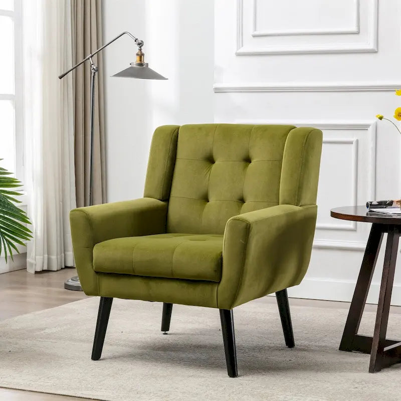 Fauteuil d'appoint ergonomique en velours doux pour le salon