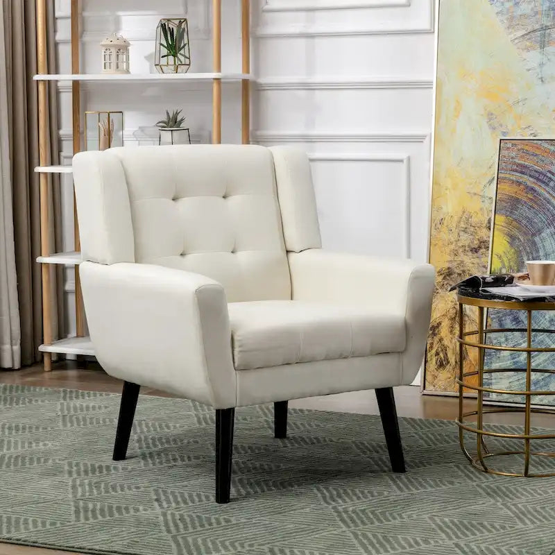 Fauteuil d'appoint ergonomique en velours doux pour le salon