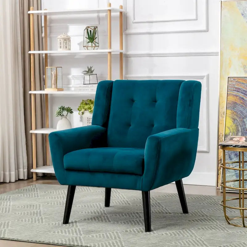 Fauteuil d'appoint ergonomique en velours doux pour le salon