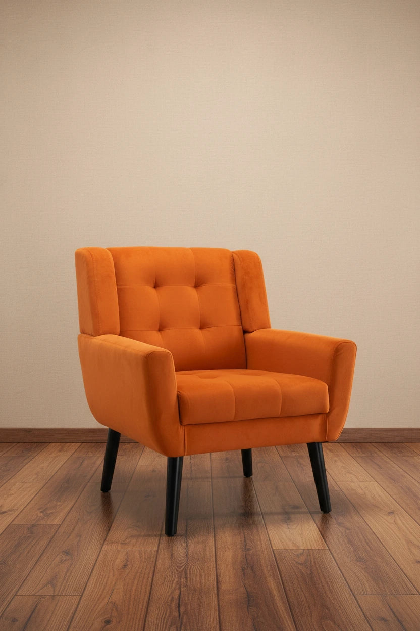 Fauteuil d'appoint ergonomique en velours doux pour le salon