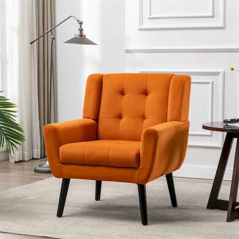 Fauteuil d'appoint ergonomique en velours doux pour le salon