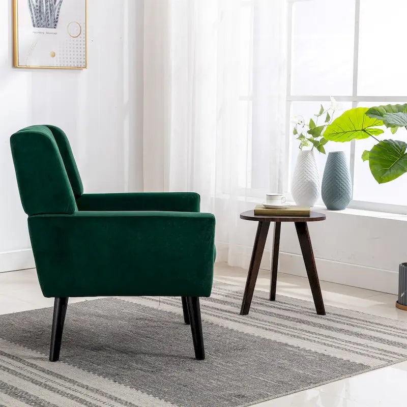 Fauteuil d'appoint ergonomique en velours doux pour le salon