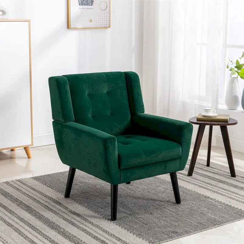 Fauteuil d'appoint ergonomique en velours doux pour le salon