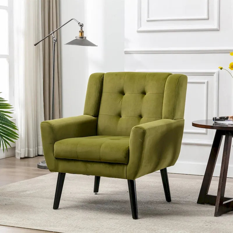 Fauteuil d'appoint ergonomique en velours doux pour le salon