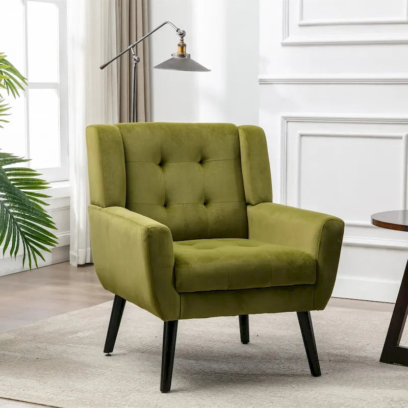 Fauteuil d'appoint ergonomique en velours doux pour le salon