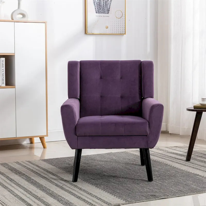 Fauteuil d'appoint ergonomique en velours doux pour le salon