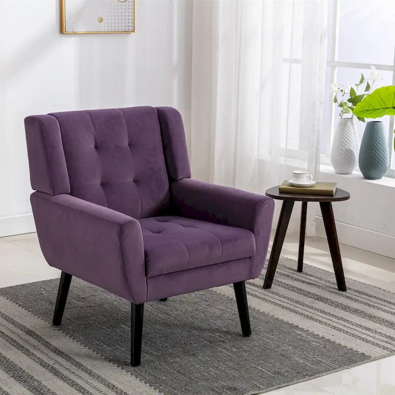 Fauteuil d'appoint ergonomique en velours doux pour le salon